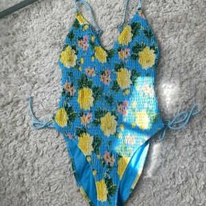 Aerie Blue Floral One Piece Swimsuit